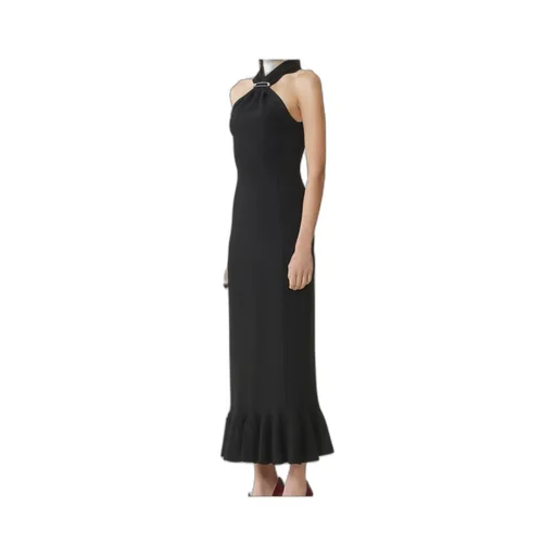 Halterneck Dress With Ruffled Hem