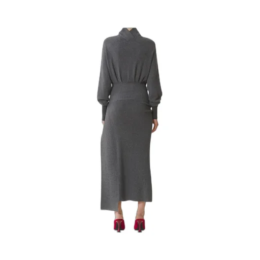 Turtleneck Knit Dress With Brooch