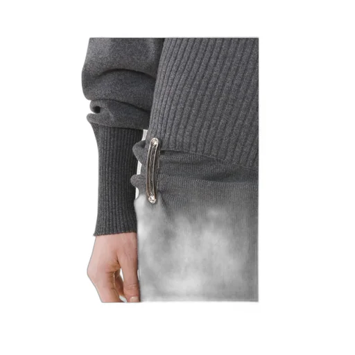 Turtleneck Knit Dress With Brooch
