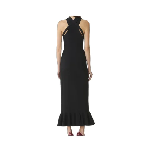 Halterneck Dress With Ruffled Hem