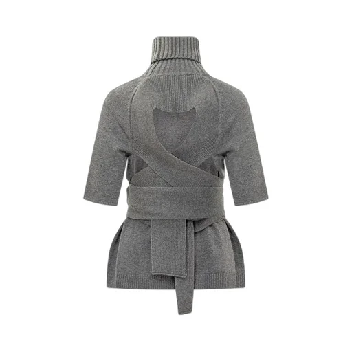 Cut Out Detailed Roll Neck Knitted Top