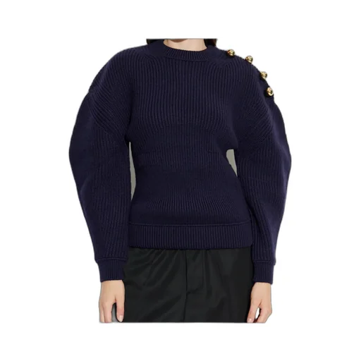 Balloon Sleeved Ribbed Jumper