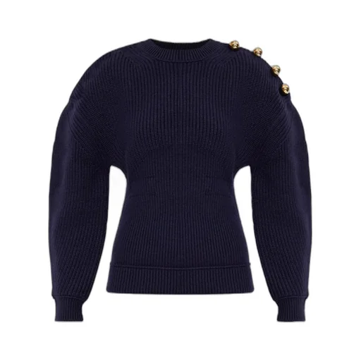 Balloon Sleeved Ribbed Jumper