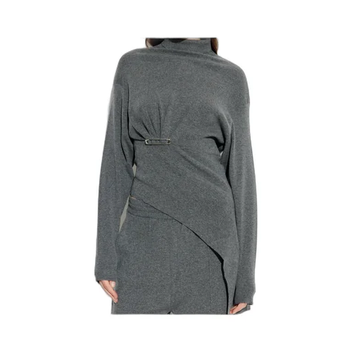 High Neck Safety Pin Detailed Jumper