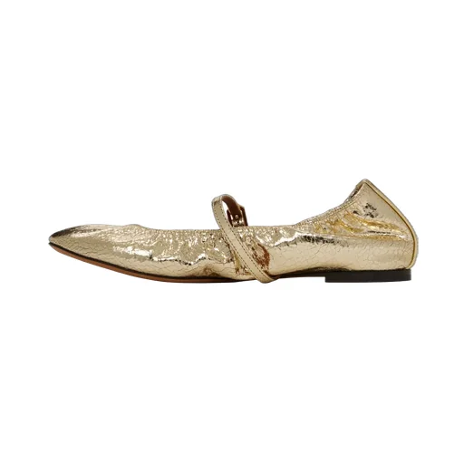 Cracked Mary Jane Ballet Flats