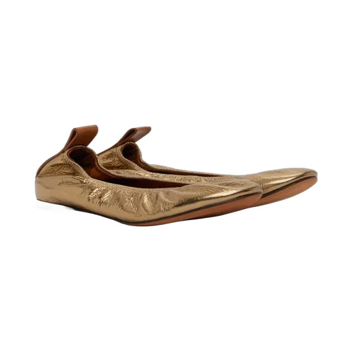 Metallic Leather Ballet Flats