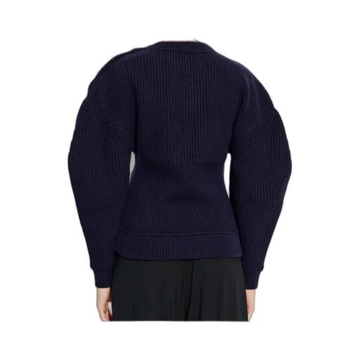 Balloon Sleeved Ribbed Jumper