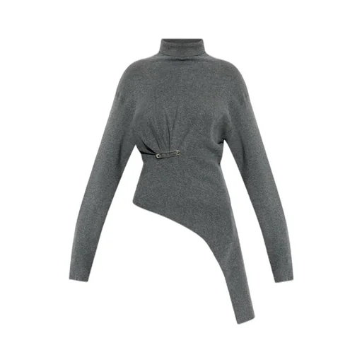High Neck Safety Pin Detailed Jumper