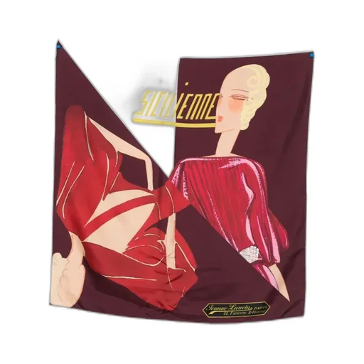 Illustration-Print Silk Scarf