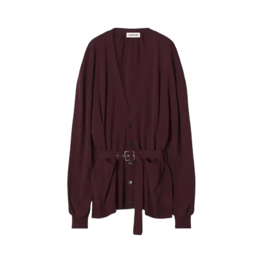 Belted Balloon-Sleeve Cardigan