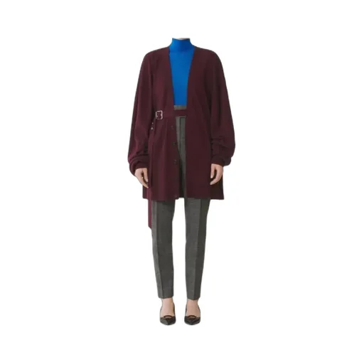 Belted Balloon-Sleeve Cardigan