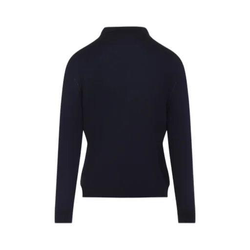 Long Sleeved Zipped Knitted Polo Shirt