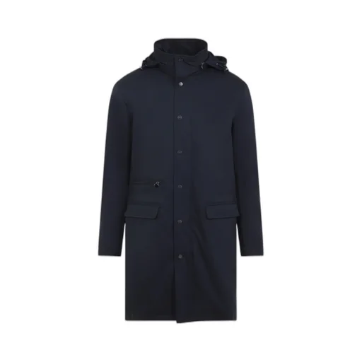 Long Sleeved Hooded Snapped Coat