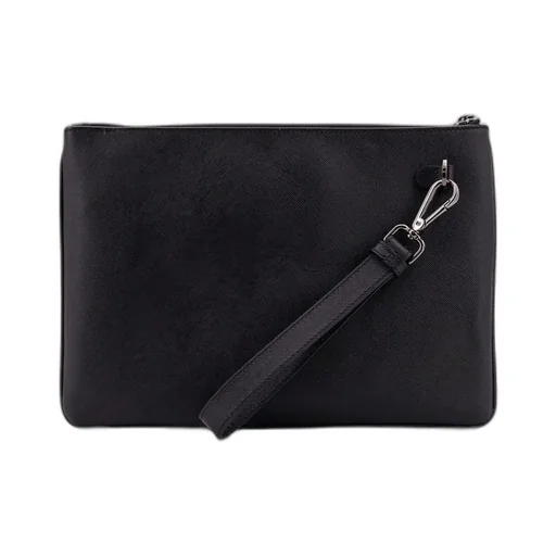 Logo Plaque Zipped Clutch Bag