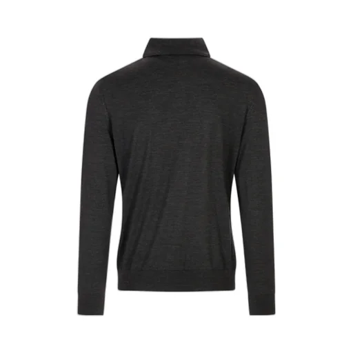 Long Sleeved Buttoned Knitted Polo Shirt