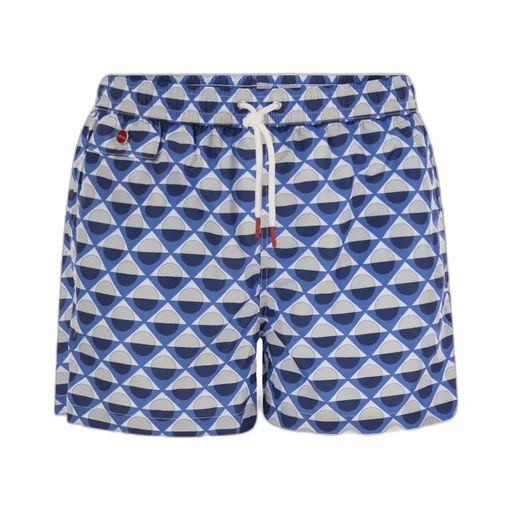Geometric Patterned Drawstring Swim Shorts