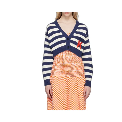 Striped V-Neck Knitted Cardigan
