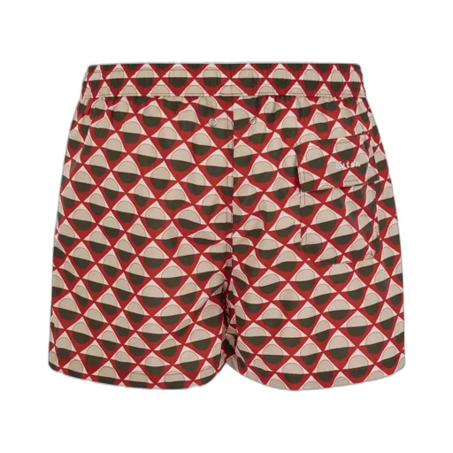 Geometric Patterned Drawstring Swim Shorts