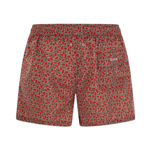 Leaf Printed Drawstring Swim Shorts