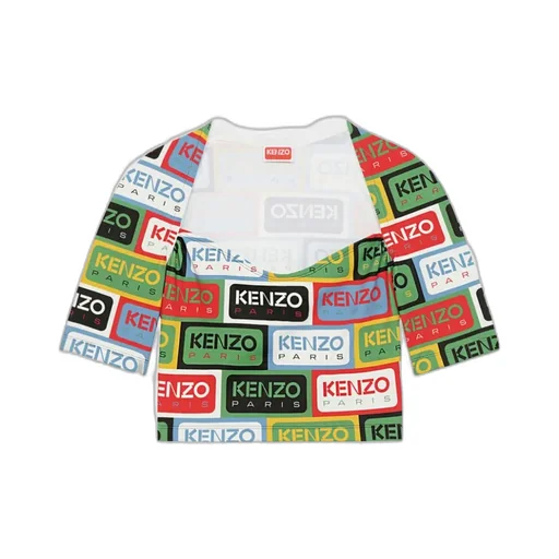 All-Over Logo Printed Crewneck Crop Top