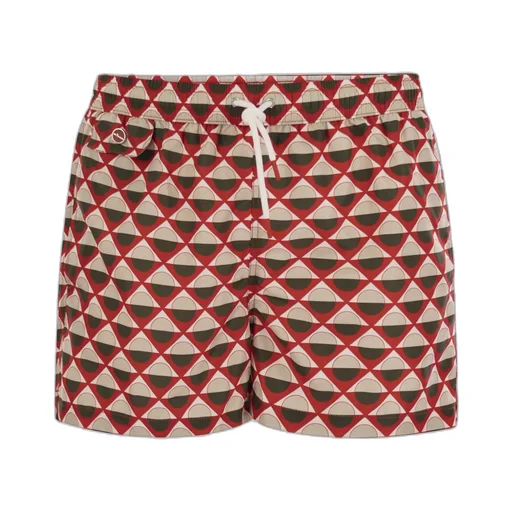 Geometric Patterned Drawstring Swim Shorts
