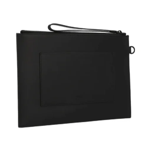 Logo Printed Zipped Large Clutch Bag