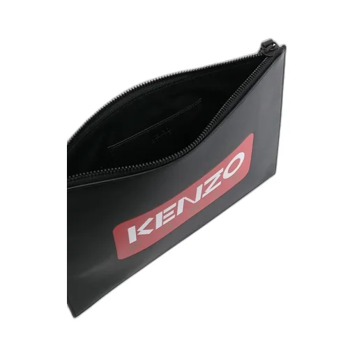 Logo Printed Zipped Large Clutch Bag