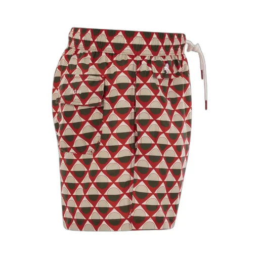 Geometric Patterned Drawstring Swim Shorts