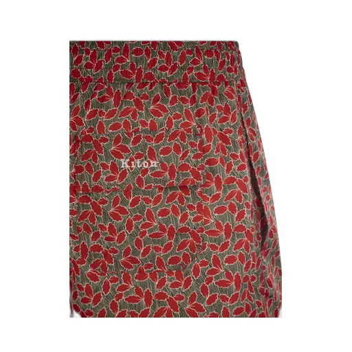 Leaf Printed Drawstring Swim Shorts