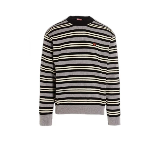 Floral Embroidered Striped Knitted Sweater