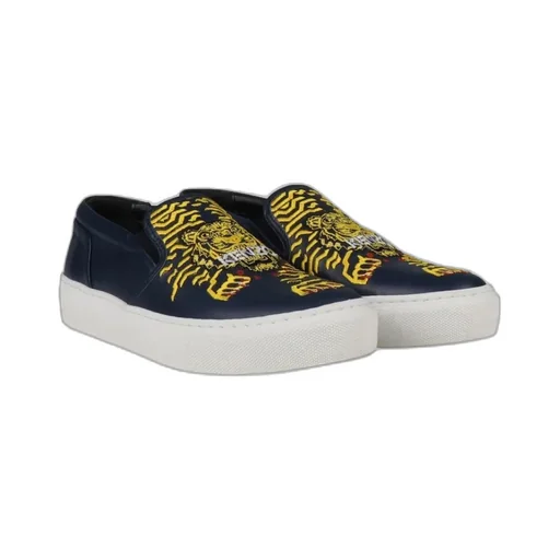 Tiger Head Embroidered Slip-On Sneakers