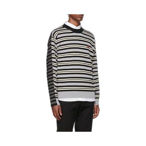 Floral Embroidered Striped Knitted Sweater