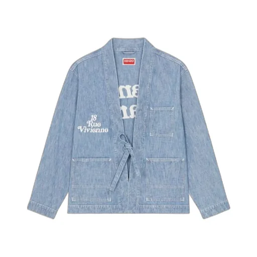 Logo Embroidered Belted Kimono Jacket