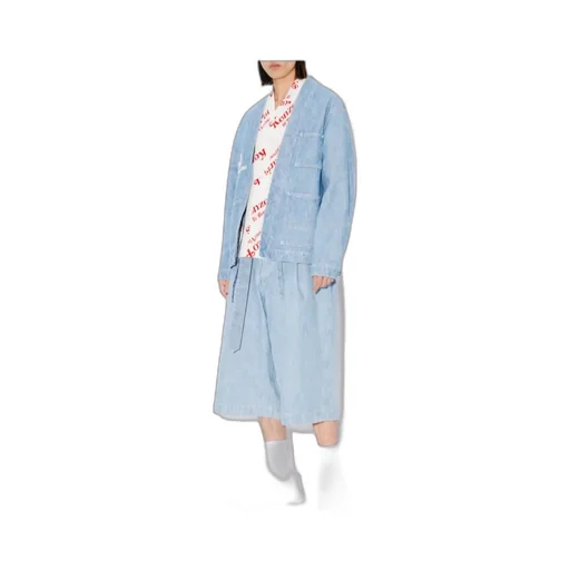 Logo Embroidered Belted Kimono Jacket