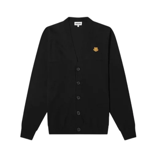 Tiger Head Appliqué Cotton Cardigan