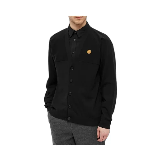 Tiger Head Appliqué Cotton Cardigan
