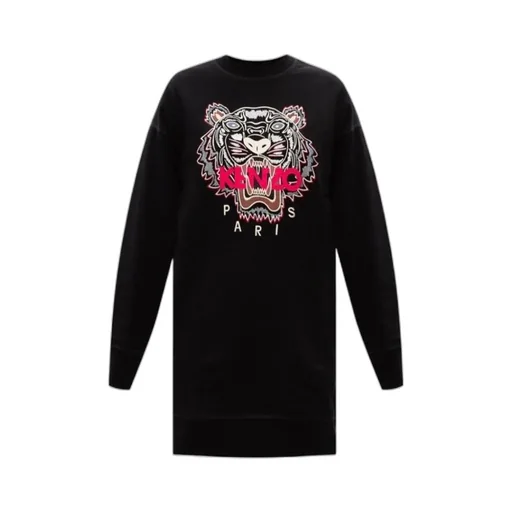 Embroidered-Logo Sweatshirt Dress