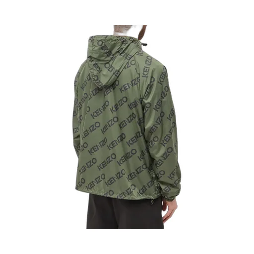 Allover Logo Printed Half-Zipped Jacket