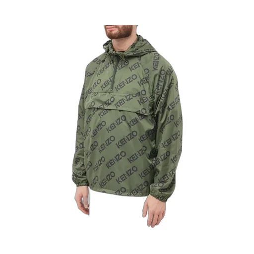 Allover Logo Printed Half-Zipped Jacket