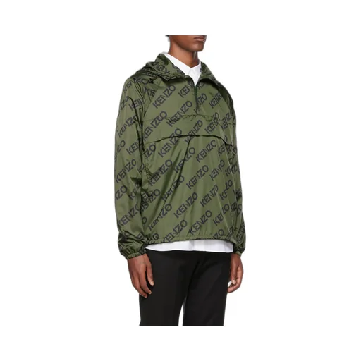 Allover Logo Printed Half-Zipped Jacket