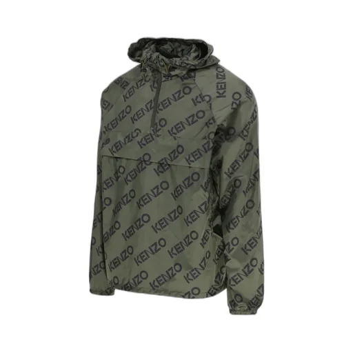 Allover Logo Printed Half-Zipped Jacket