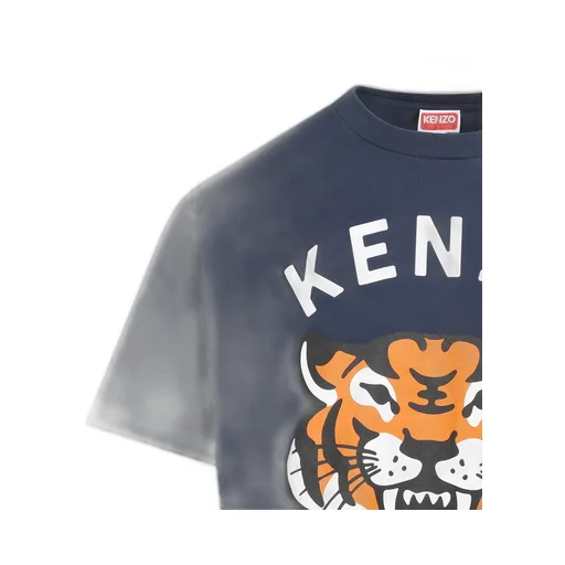 Lucky Tiger Logo Printed Crewneck T-Shirt