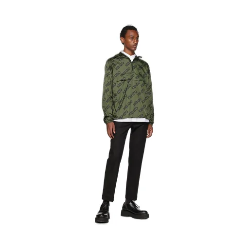 Allover Logo Printed Half-Zipped Jacket
