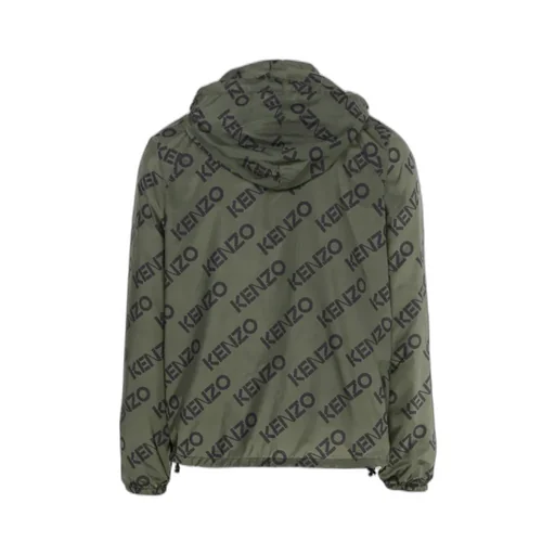 Allover Logo Printed Half-Zipped Jacket