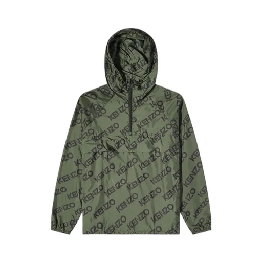 Allover Logo Printed Half-Zipped Jacket