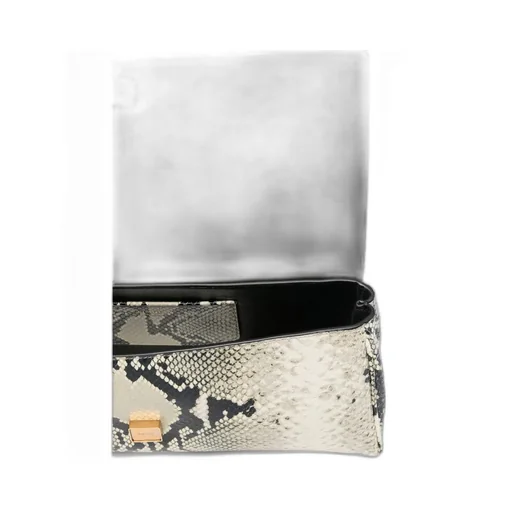Snakeskin Flap Clutch