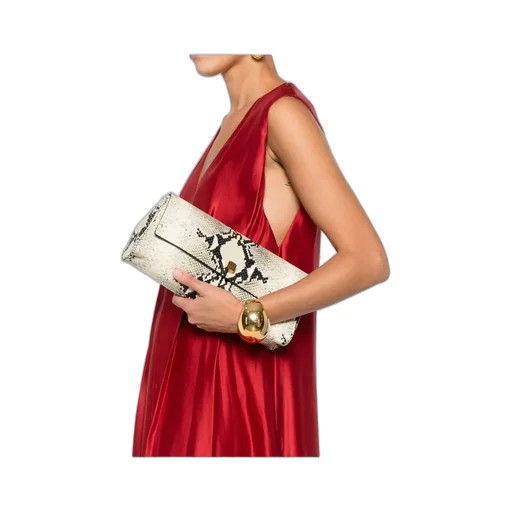 Snakeskin Flap Clutch