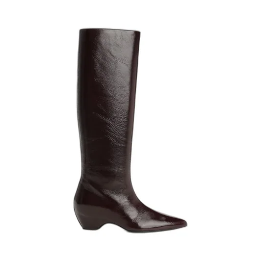 40Mm Pointed-Toe Patent Leather Boots