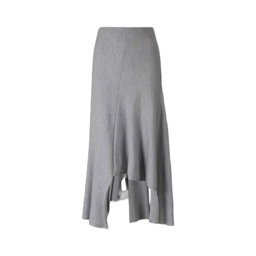 Asymmetrical Hem Jersey Midi Skirt