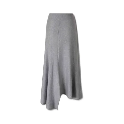 Asymmetrical Hem Jersey Midi Skirt